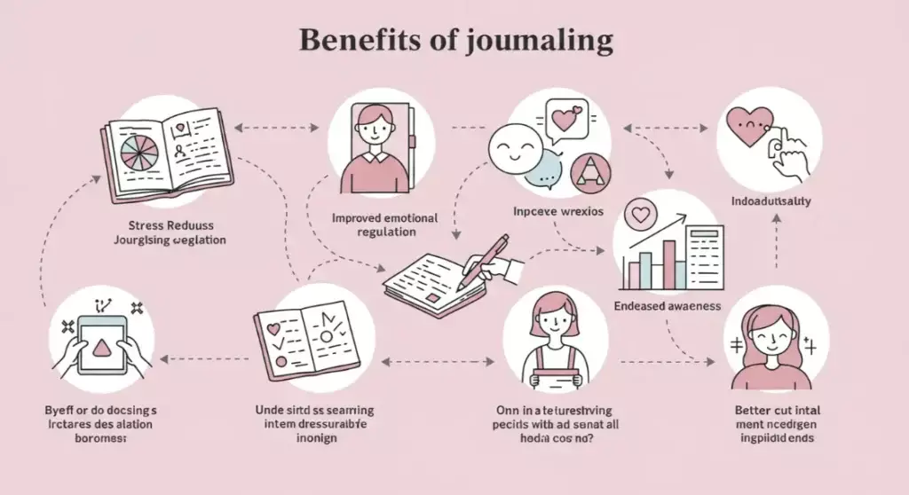 Infographic showing benefits of journaling.