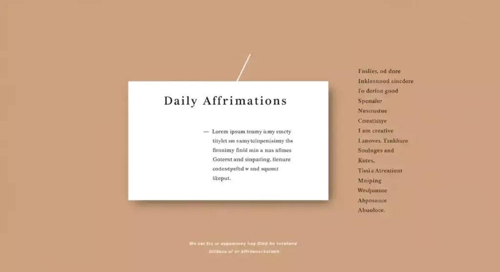 Daily Affirmations graphic. Positive thinking, self-love & motivation concept. Includes affirmations