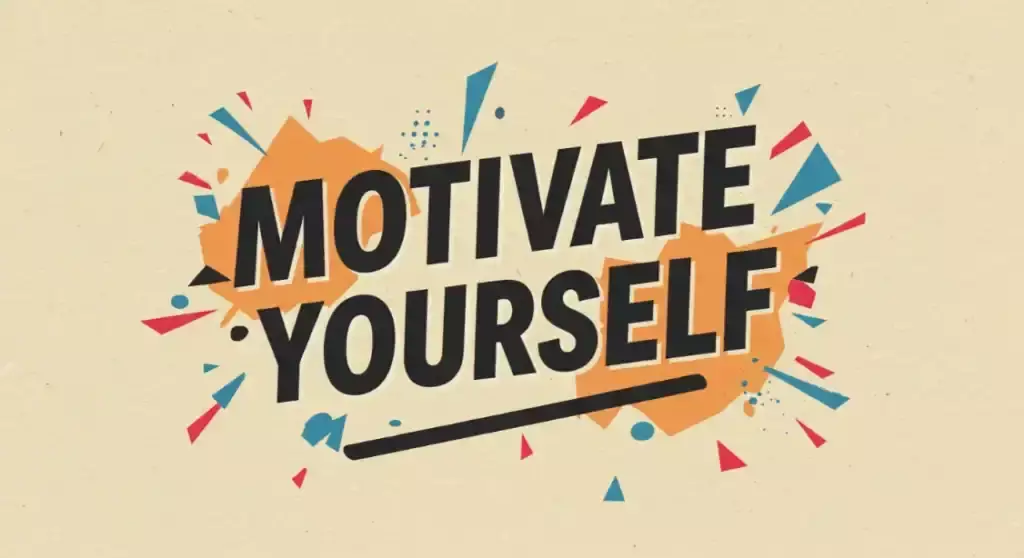 Motivate Yourself text with colorful abstract background.